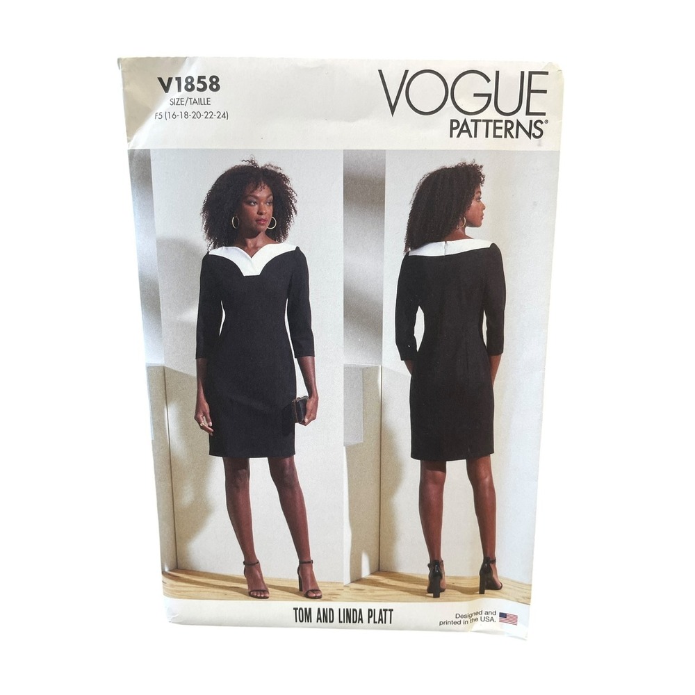 Vogue V1858 Dress Pattern F5 16-24 Misses Petite Designer Tom Linda Platt
